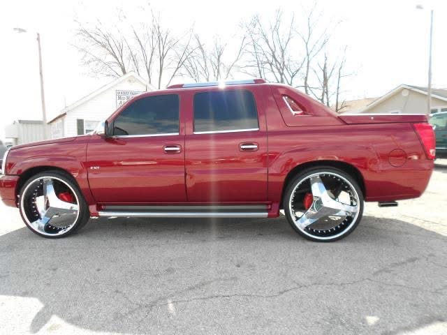 Red custom truck side view